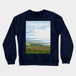 Chesil Beach Dorset England. Summer seaside landscape Crewneck Sweatshirt